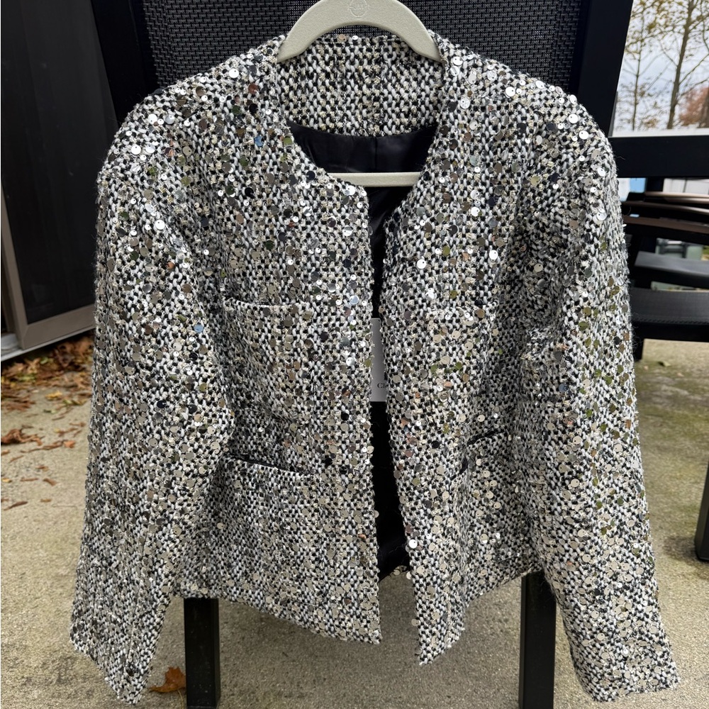 NWT Sequin Tweed Jacket Sz M